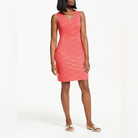 Boden Dress Size 18 US Long Red Pop Rainbow Dot Melinda Jersey V-Neck Midi - Picture 3 of 15